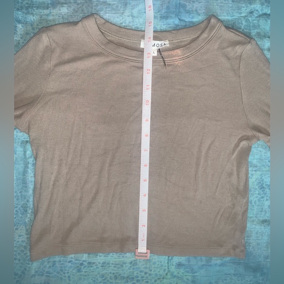 Mimosa Ribbed Long Sleeve Crop Top Beige/Tan - Large - Picture 5 of 10